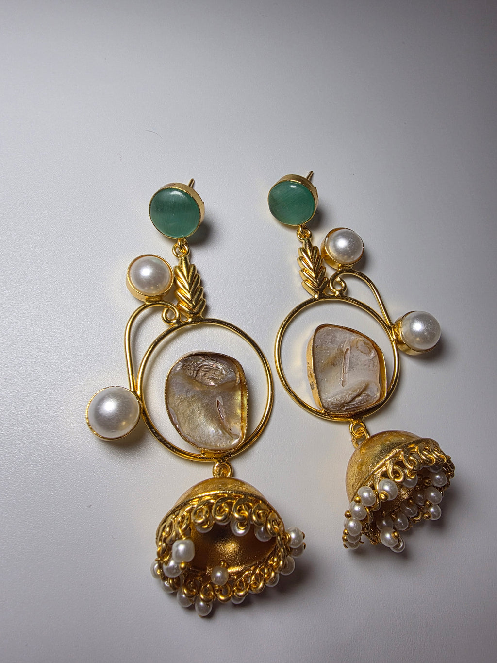 Emerald & Pearl Jhumka Earrings