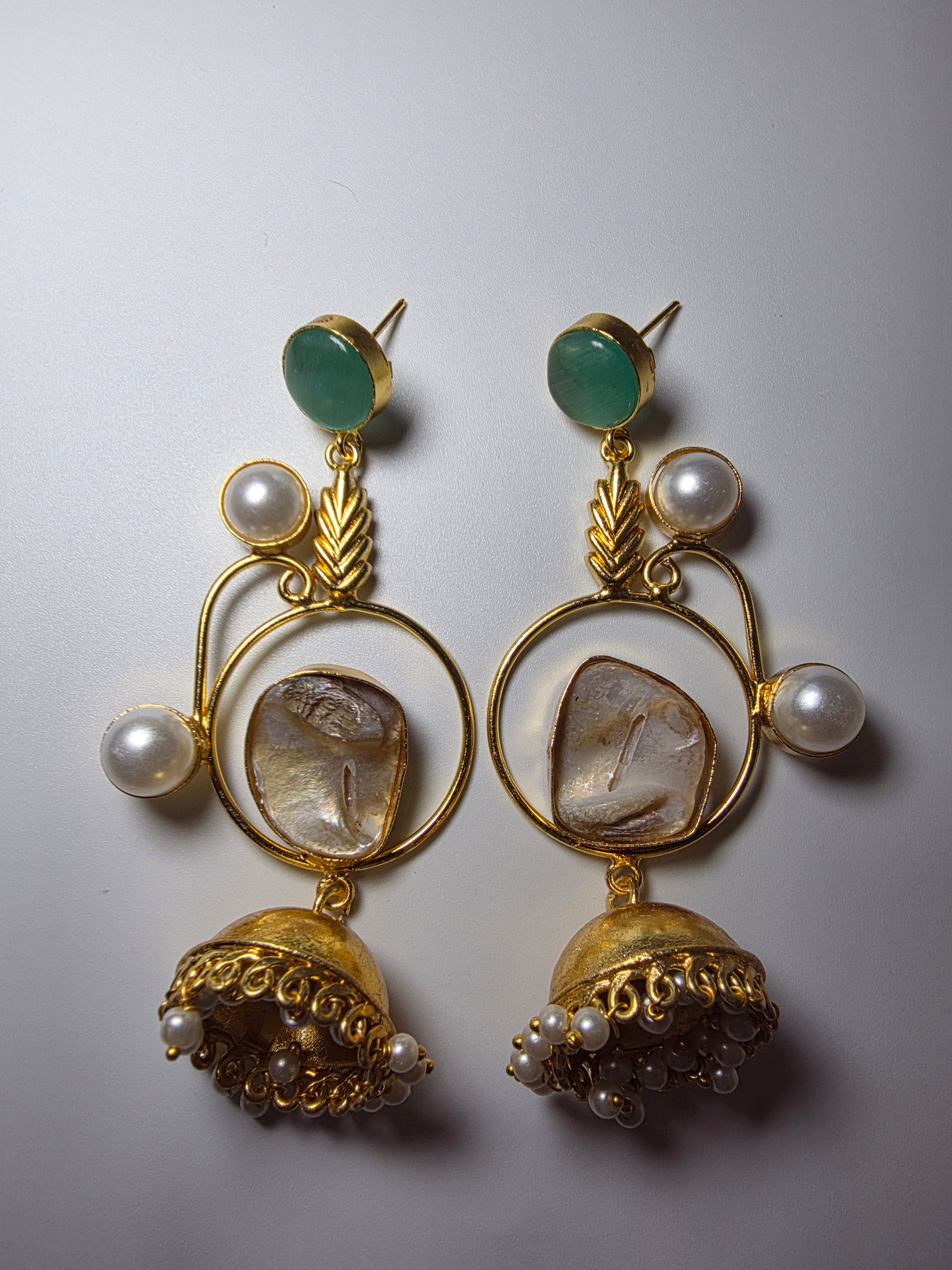 Emerald & Pearl Jhumka Earrings