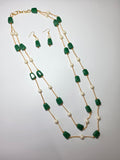 Pearl & Green Bead Double Layer Chain