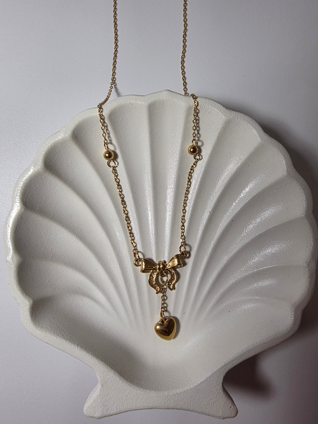 Bow Knot Heart tassle necklace