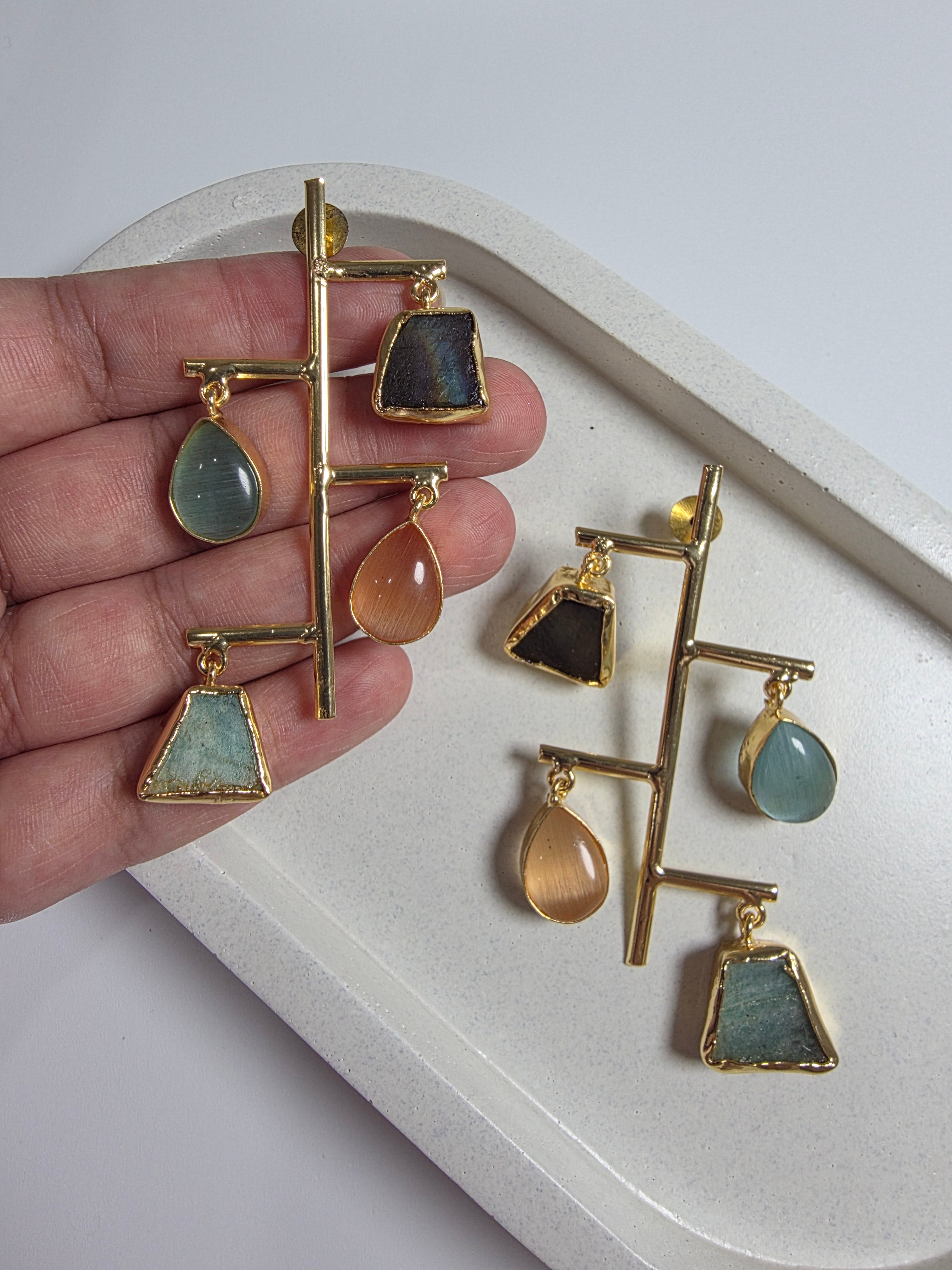 Raw Stone Dangler Earrings