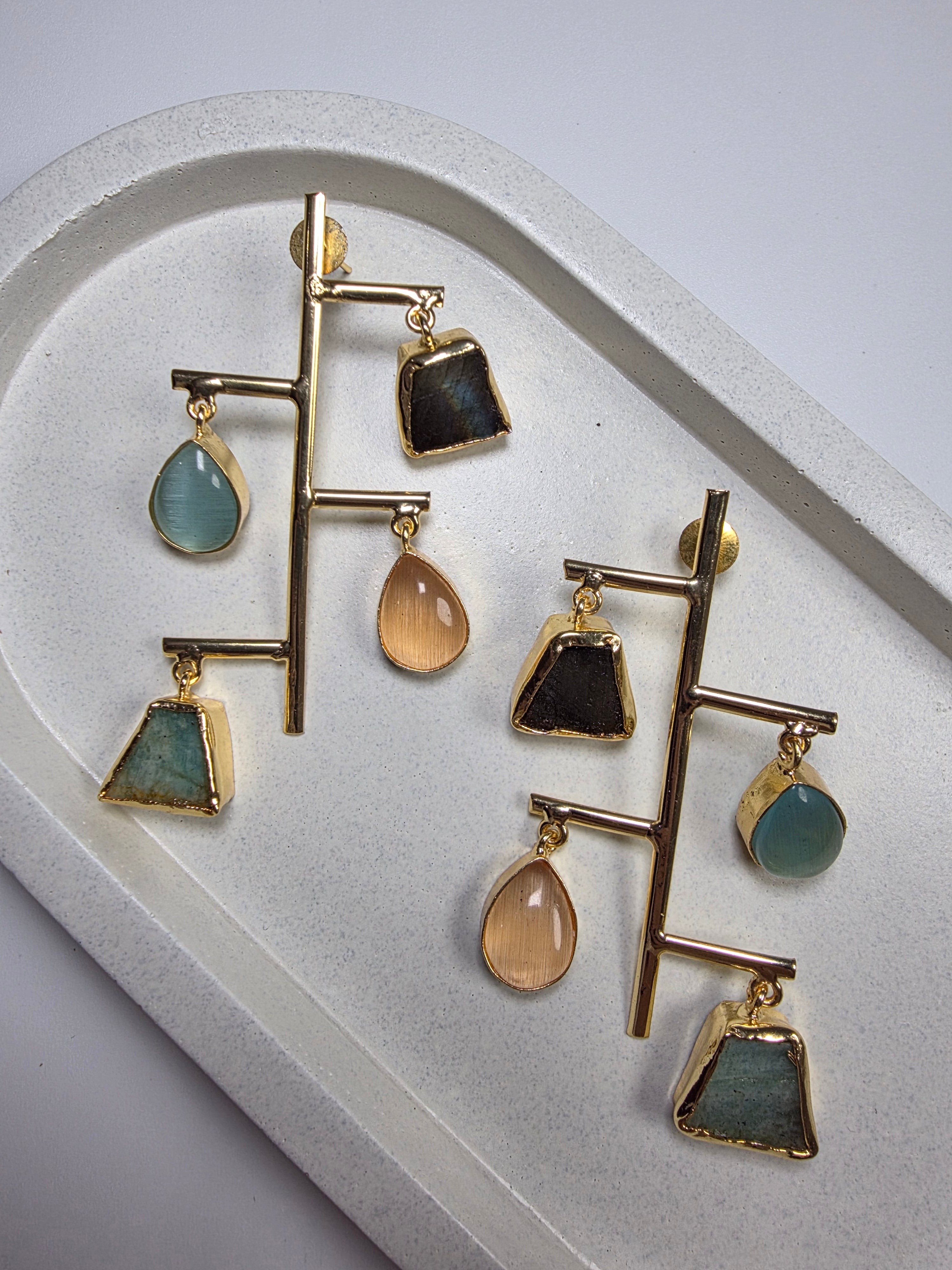 Raw Stone Dangler Earrings