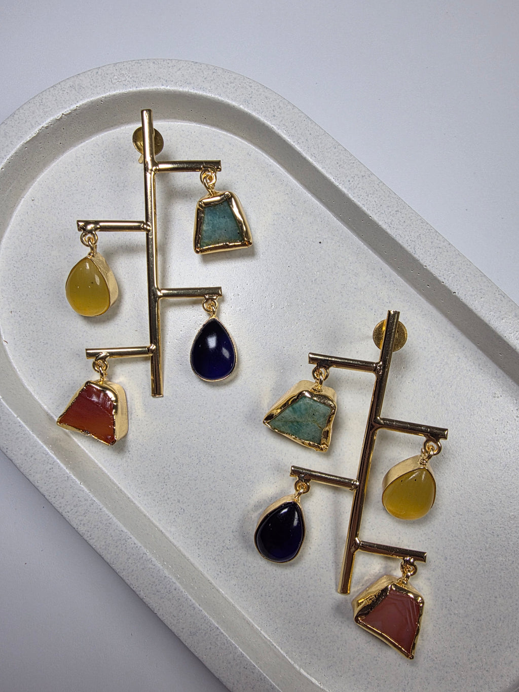 Raw Stone Dangler Earrings