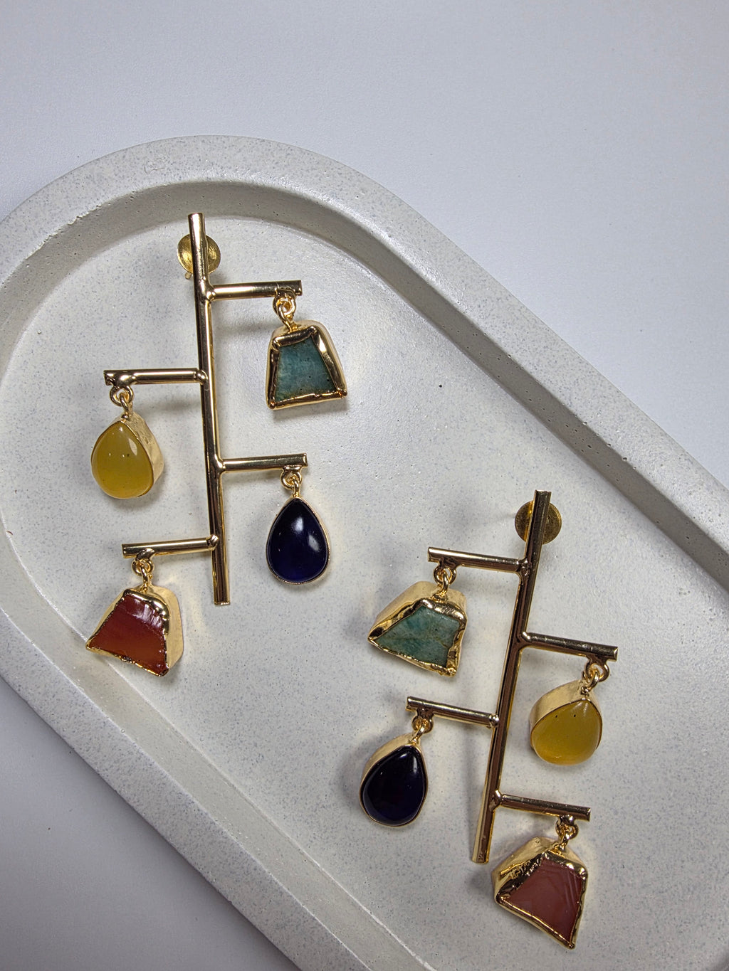 Raw Stone Dangler Earrings