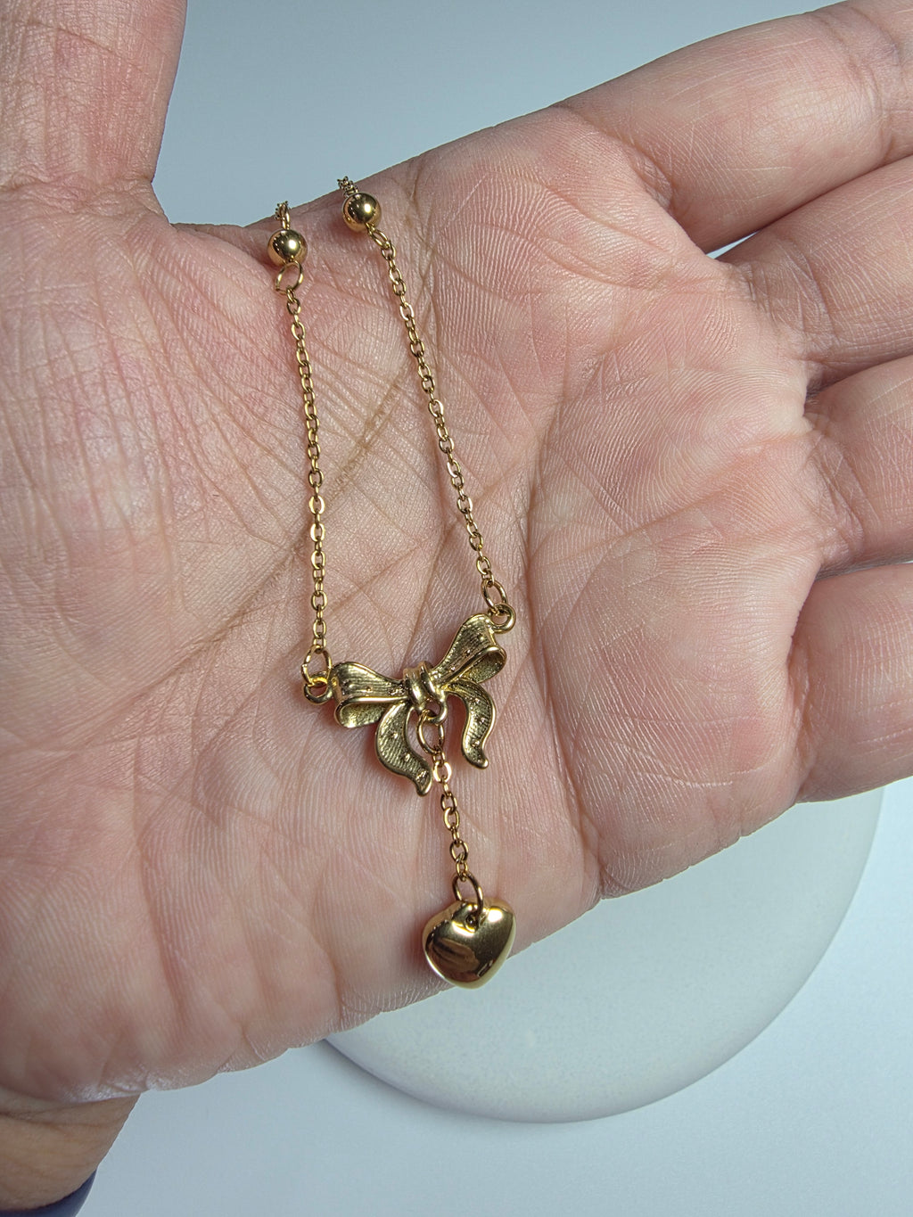 Bow Knot Heart tassle necklace