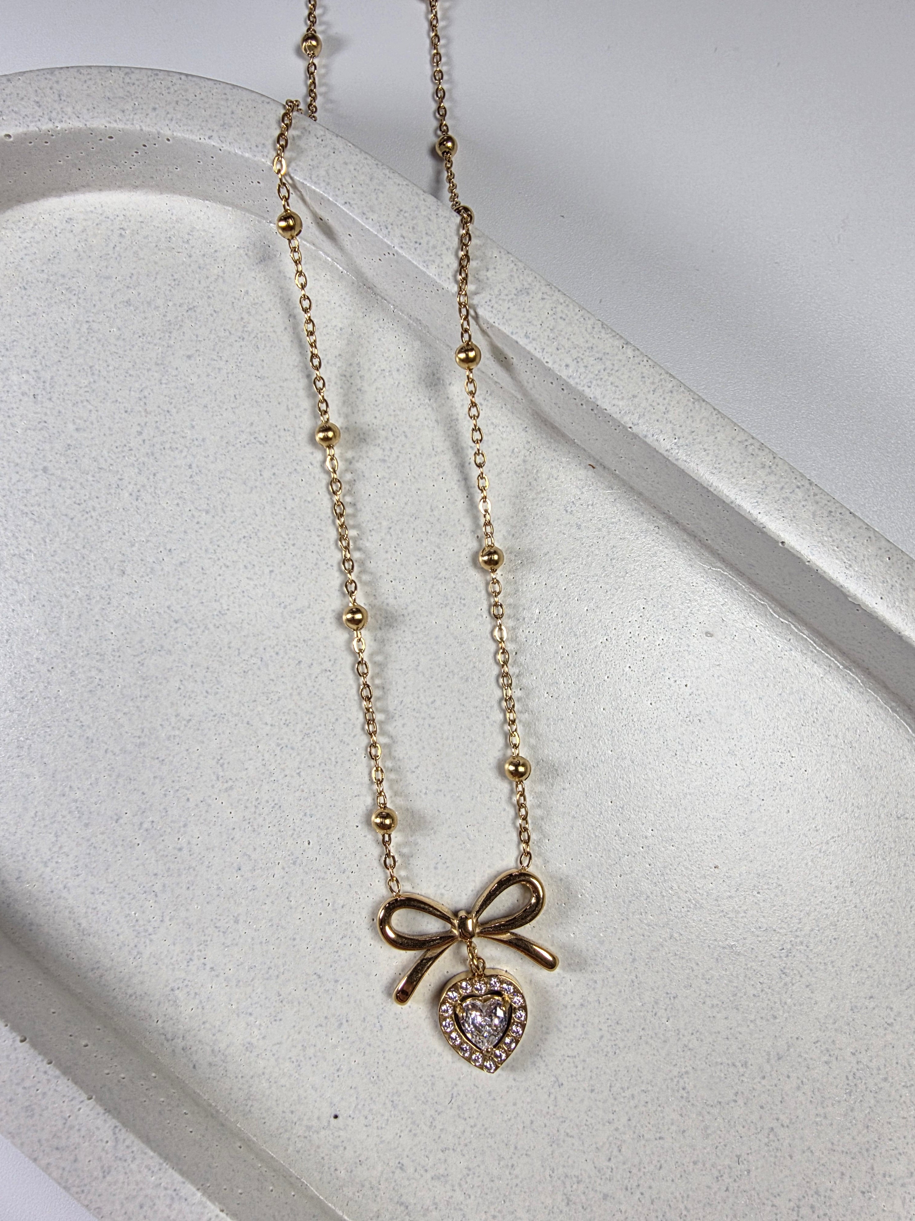 Stone Bow Knot Bead necklace