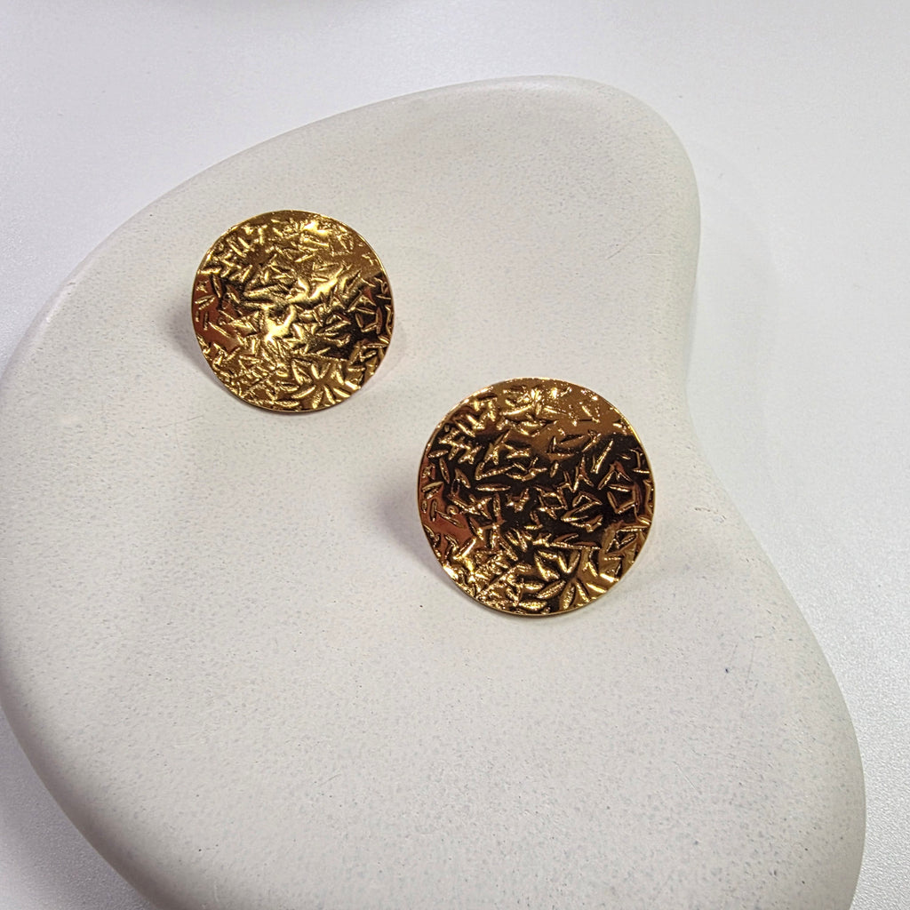 Hammered Round Disc Earring