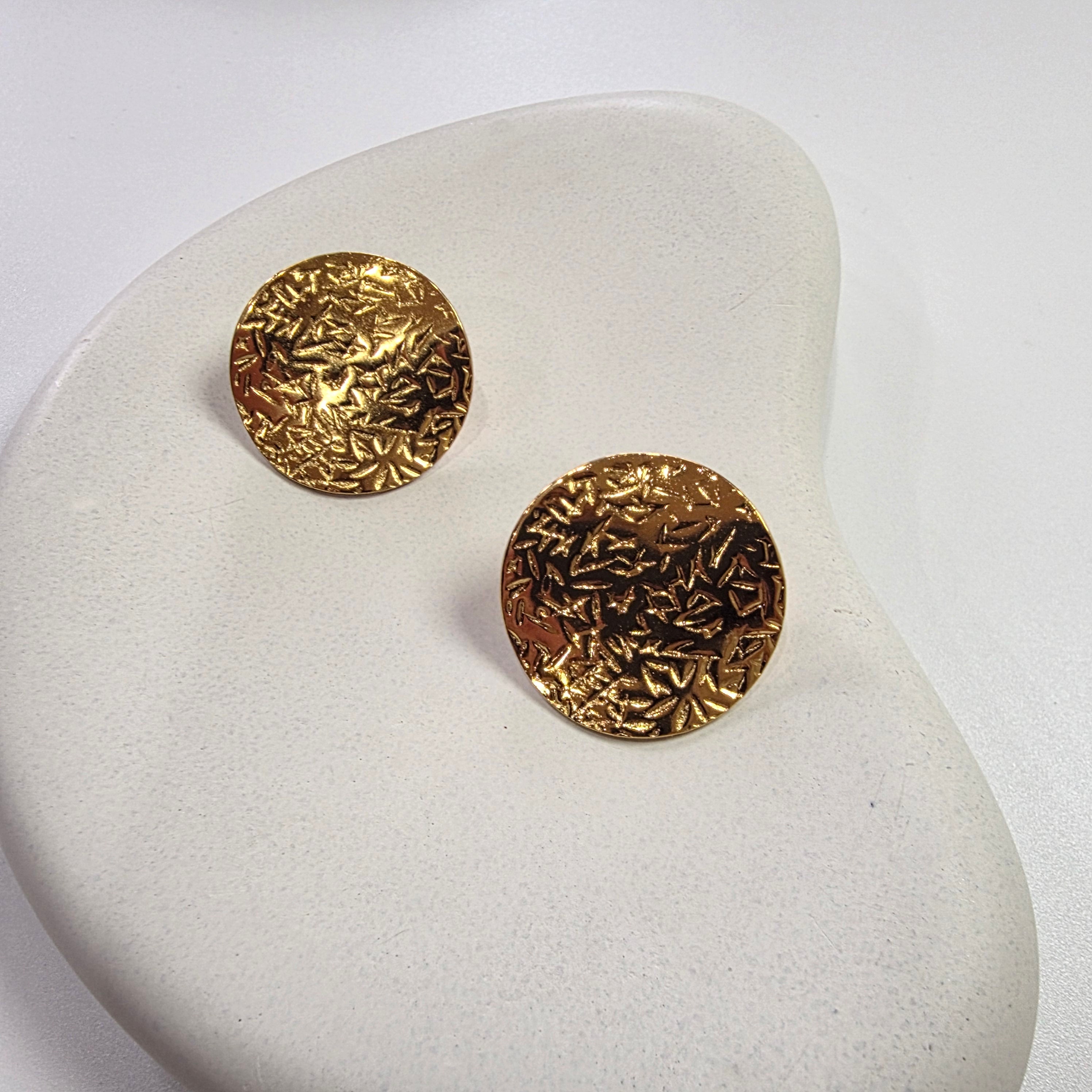 Hammered Round Disc Earring