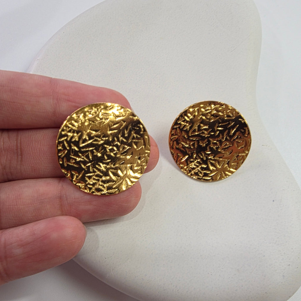 Hammered Round Disc Earring