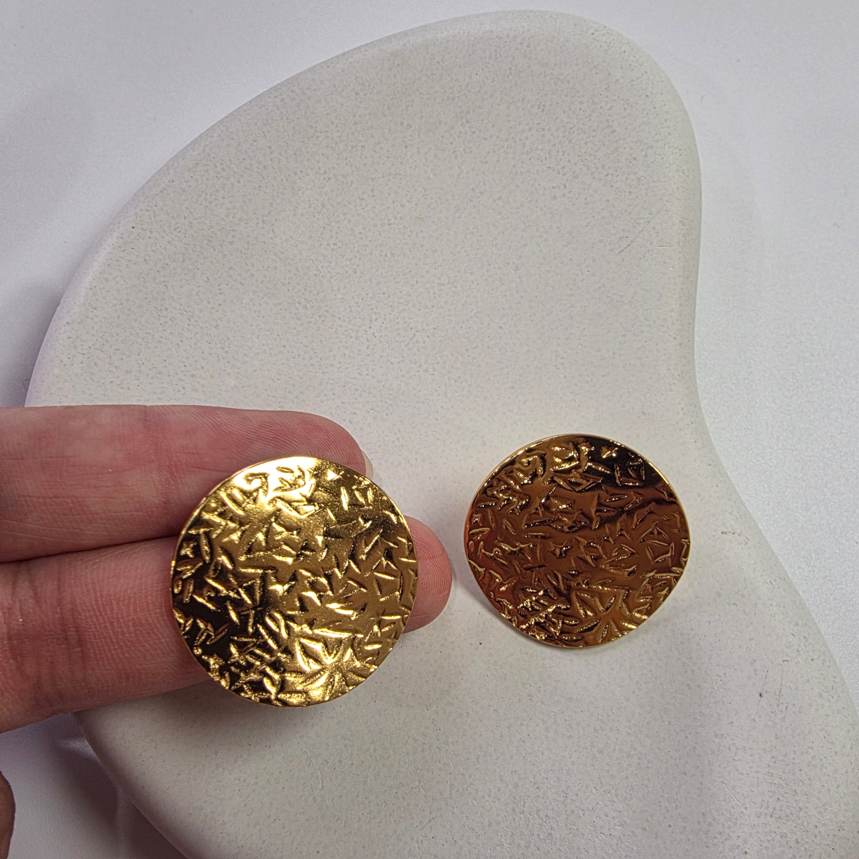 Hammered Round Disc Earring