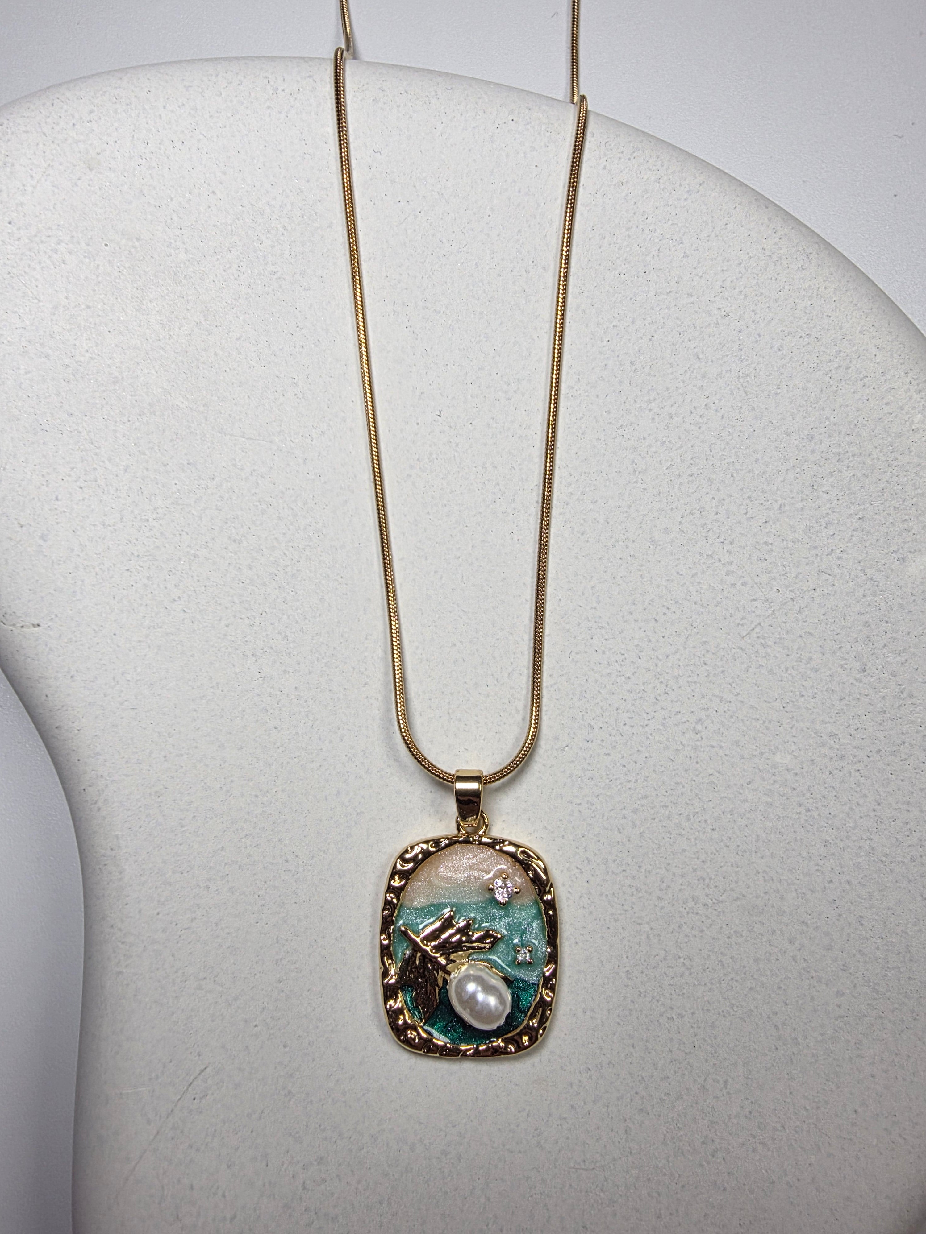 Enamel Rose Bloom Necklace