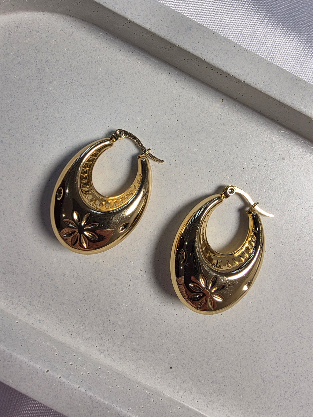Flower Embossed Hoops