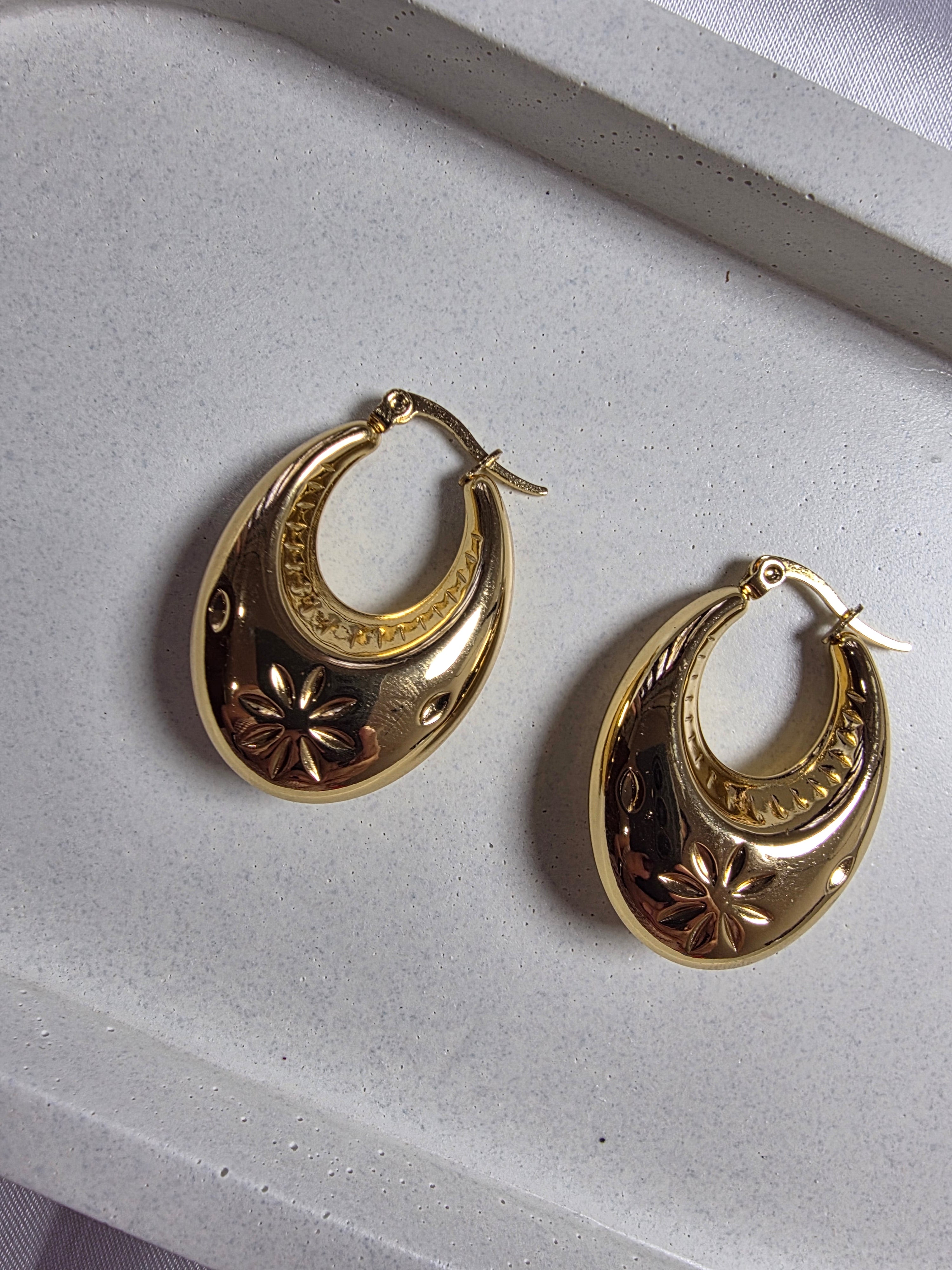 Flower Embossed Hoops
