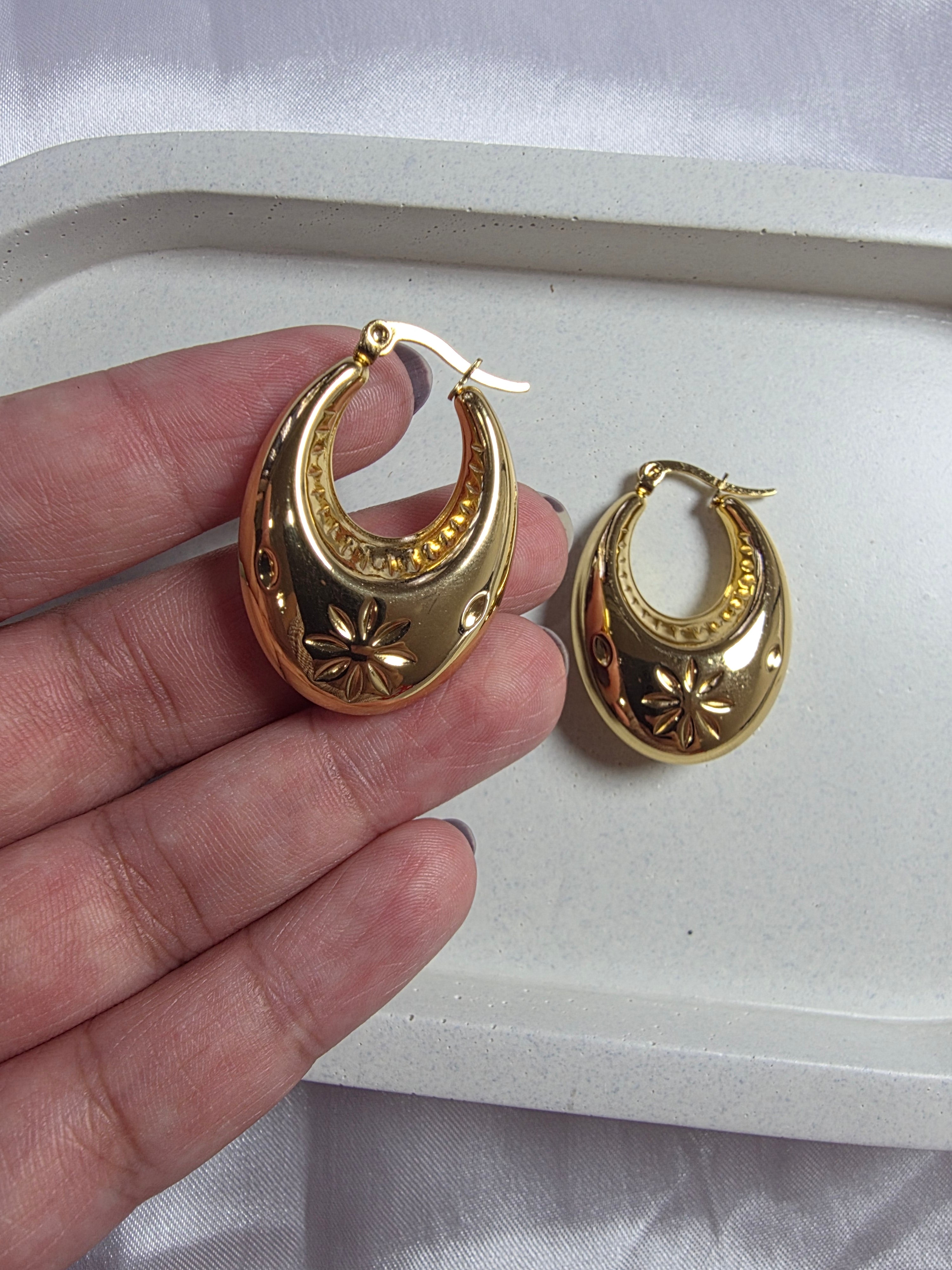 Flower Embossed Hoops