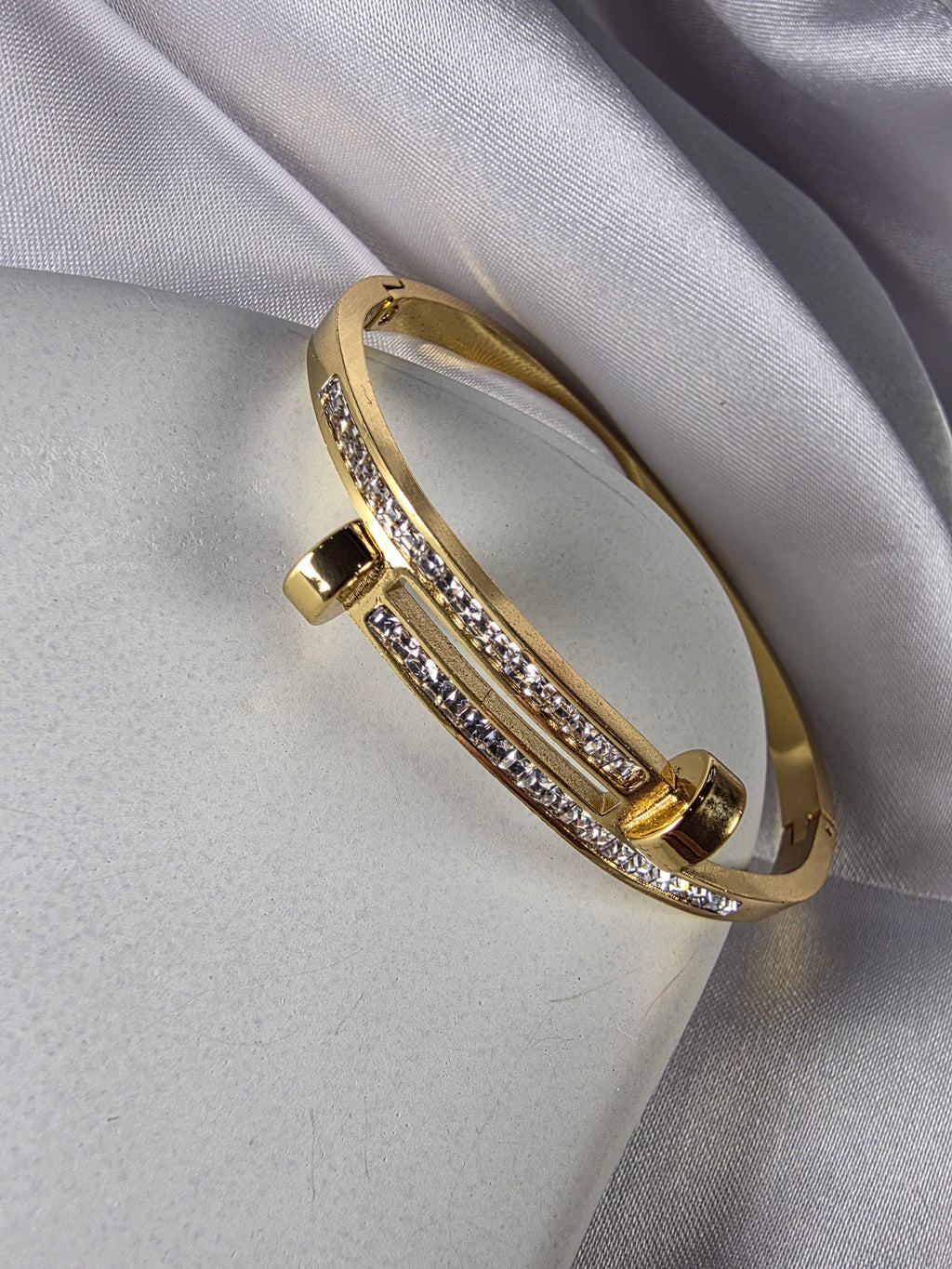 Gold Sparkle Loop Bangle - Bold