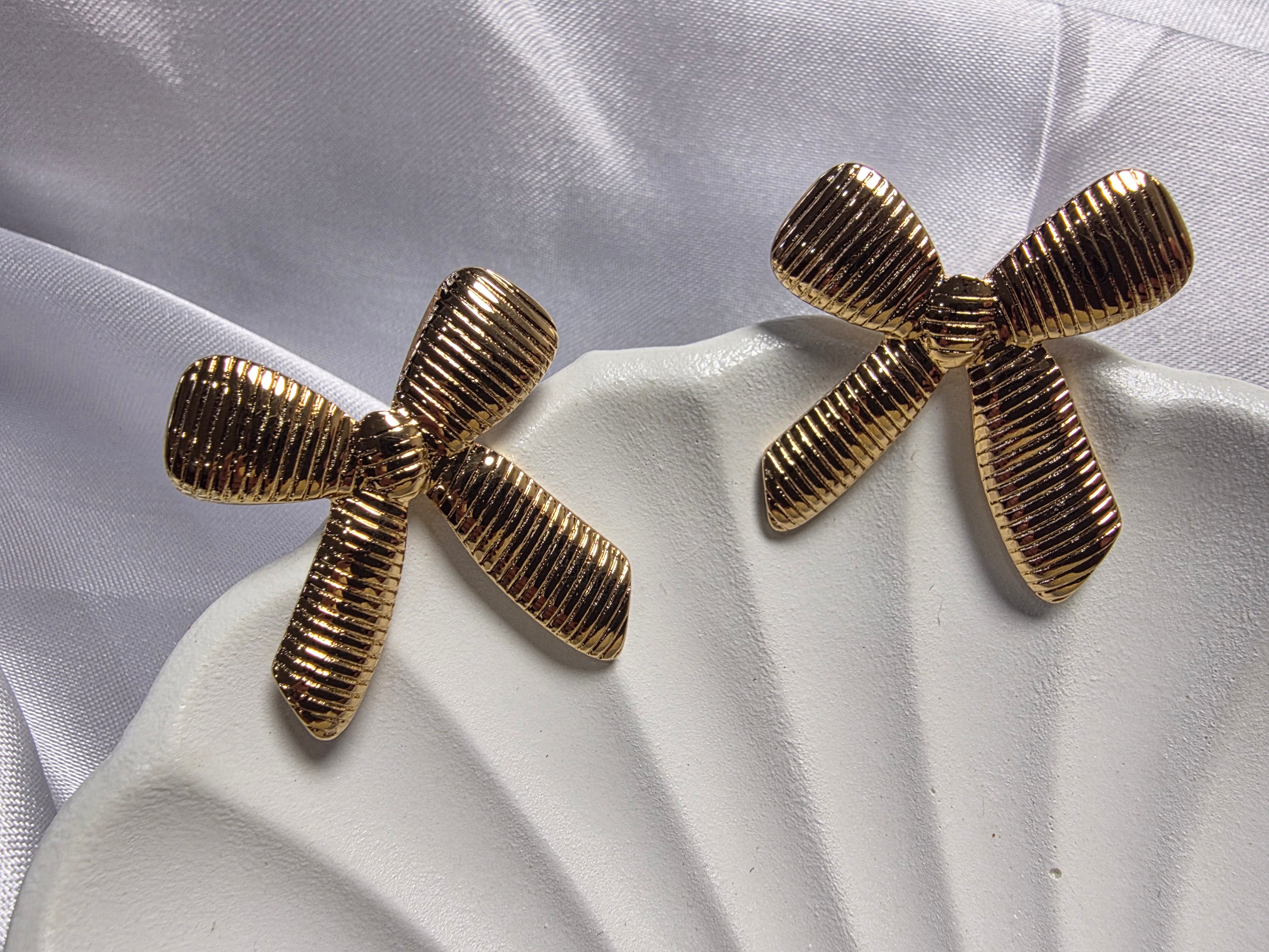 Striped Bow Earrings