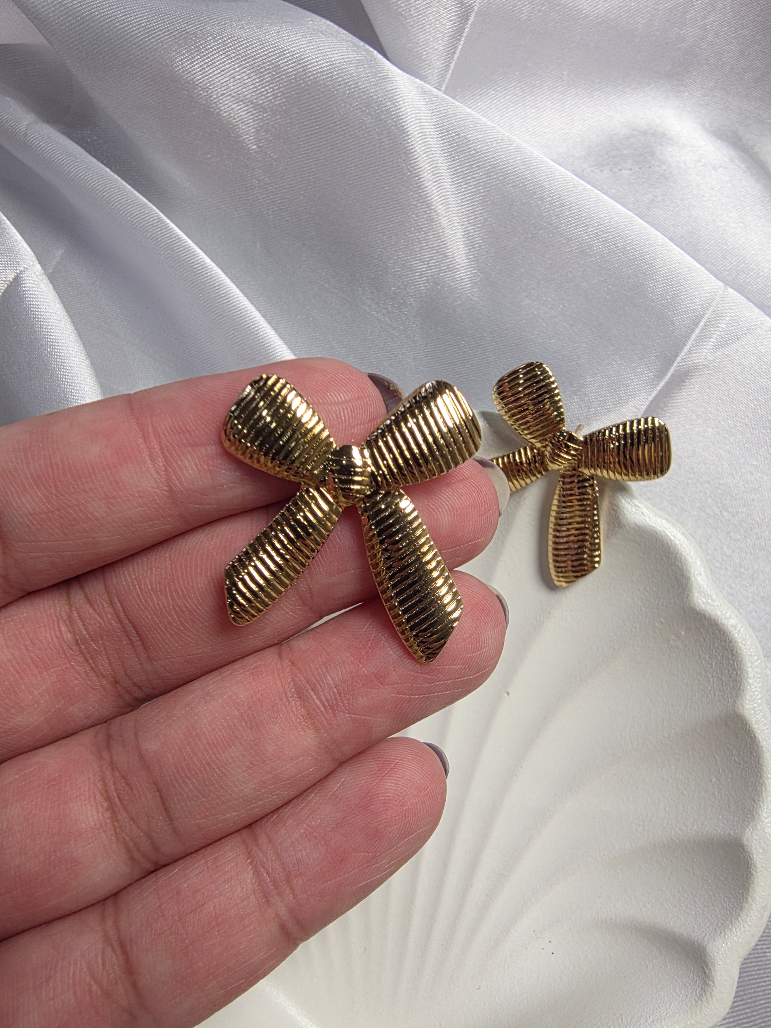 Striped Bow Earrings