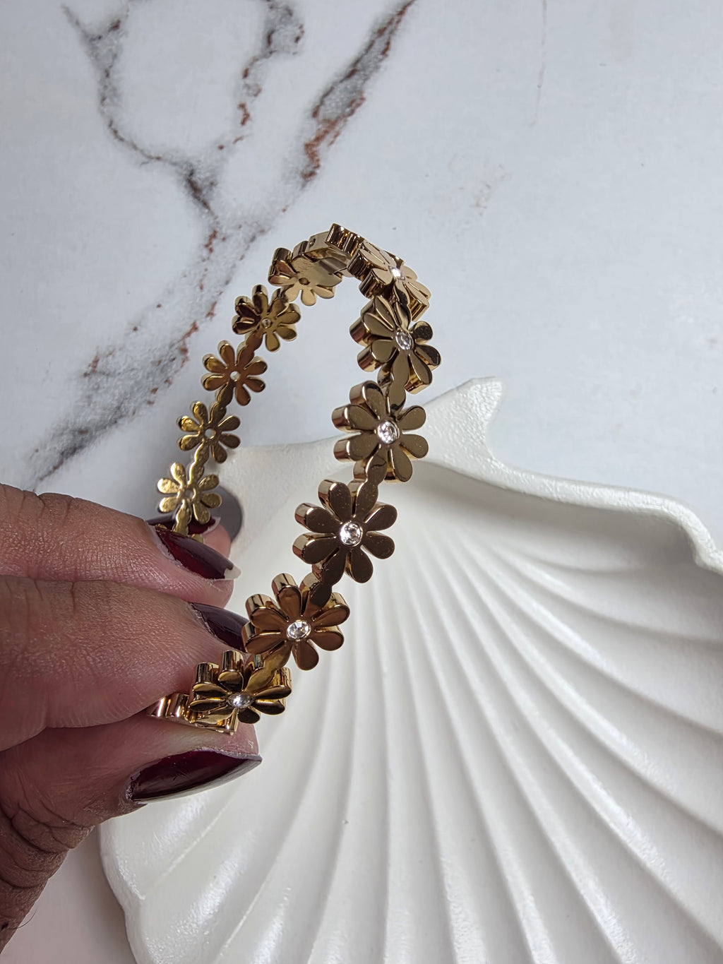 Flower stone Bracelet Thin Wrist/ Baby Size