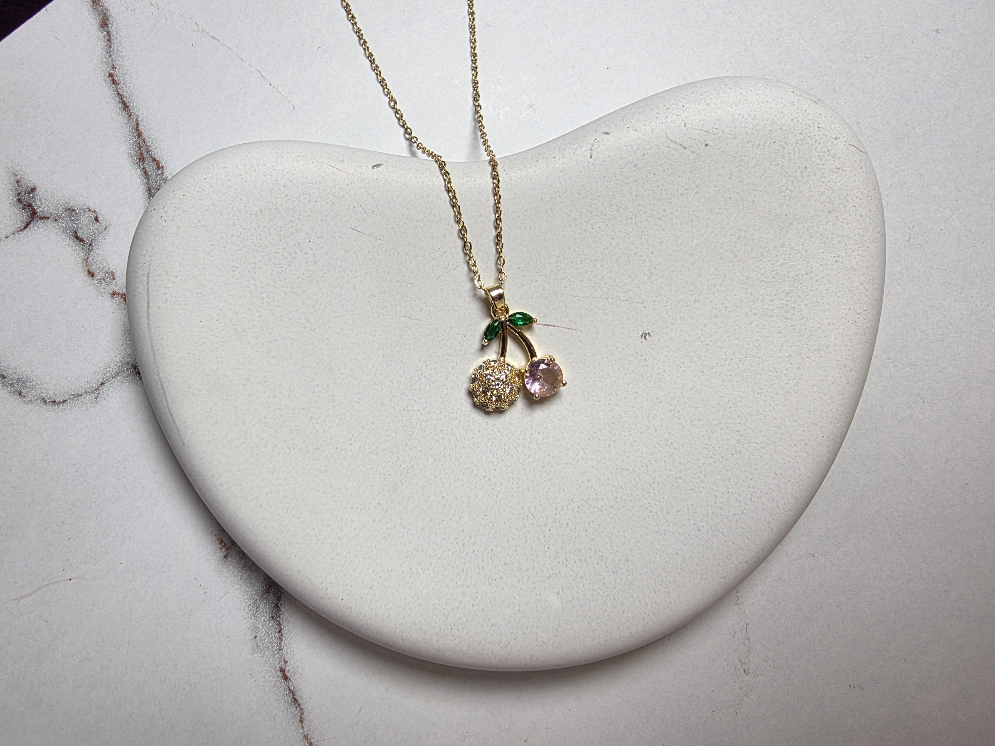 Cherry Stone Pendant Necklace