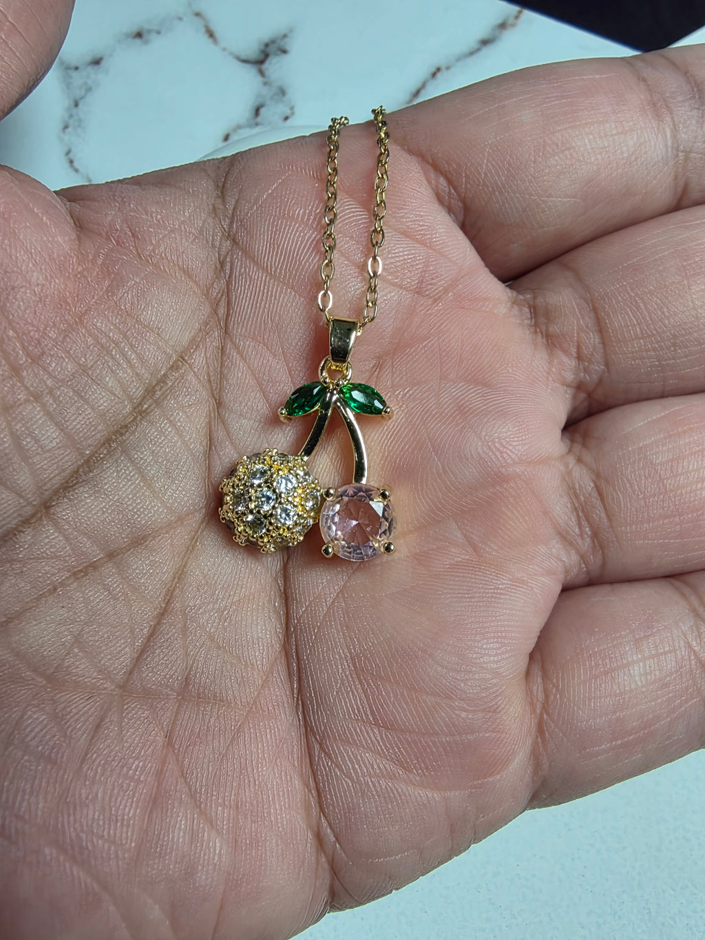 Cherry Stone Pendant Necklace