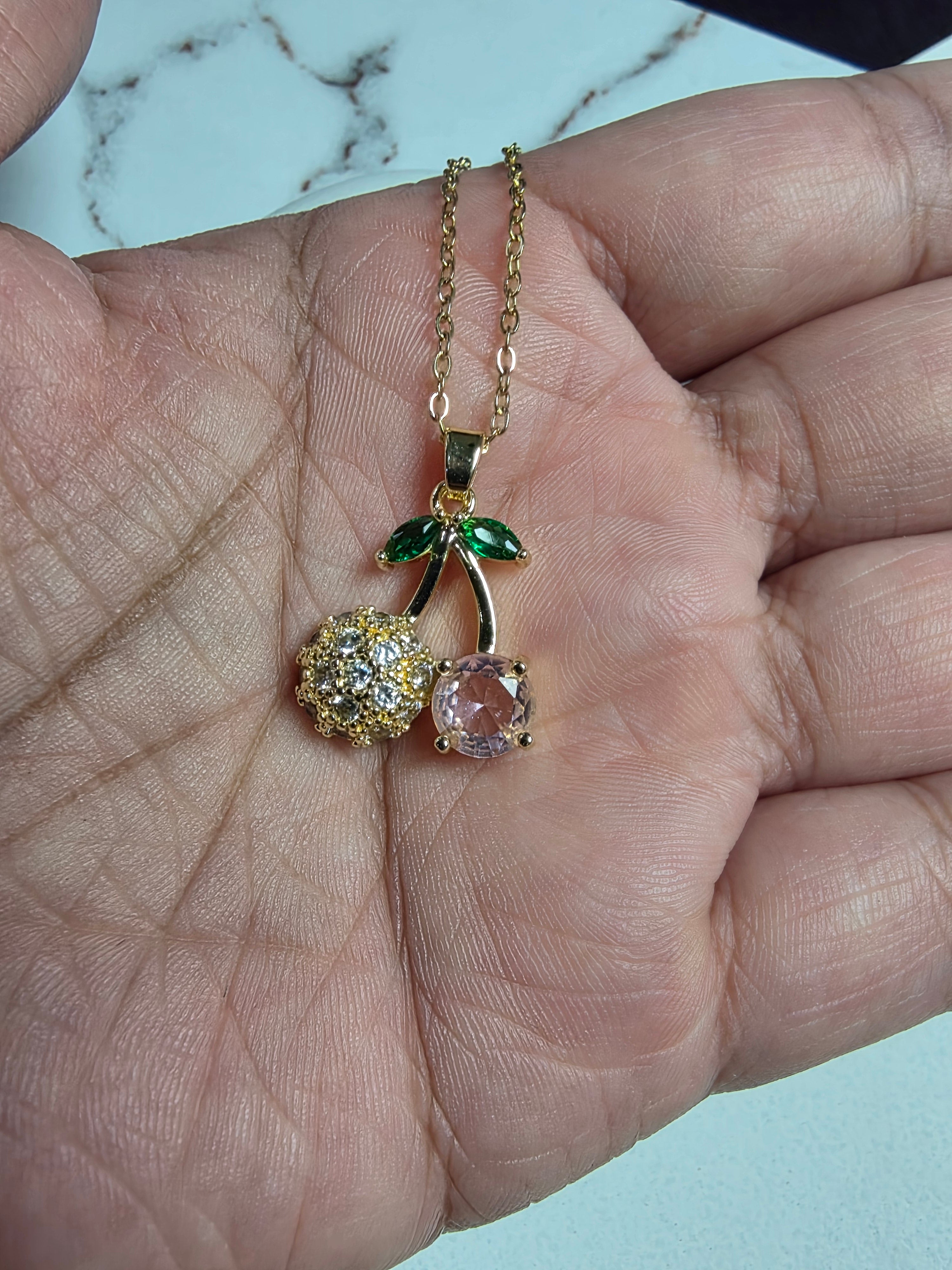 Cherry Stone Pendant Necklace