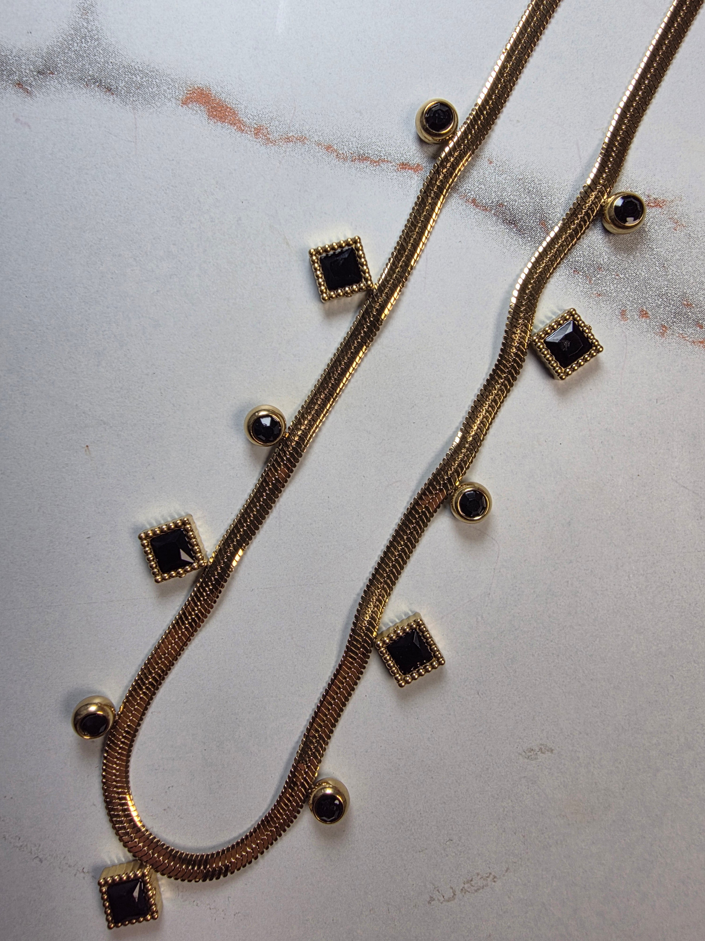 Dazzle Drop Flex Necklace - Black