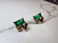 Heart Dot Baguette Stud – Green