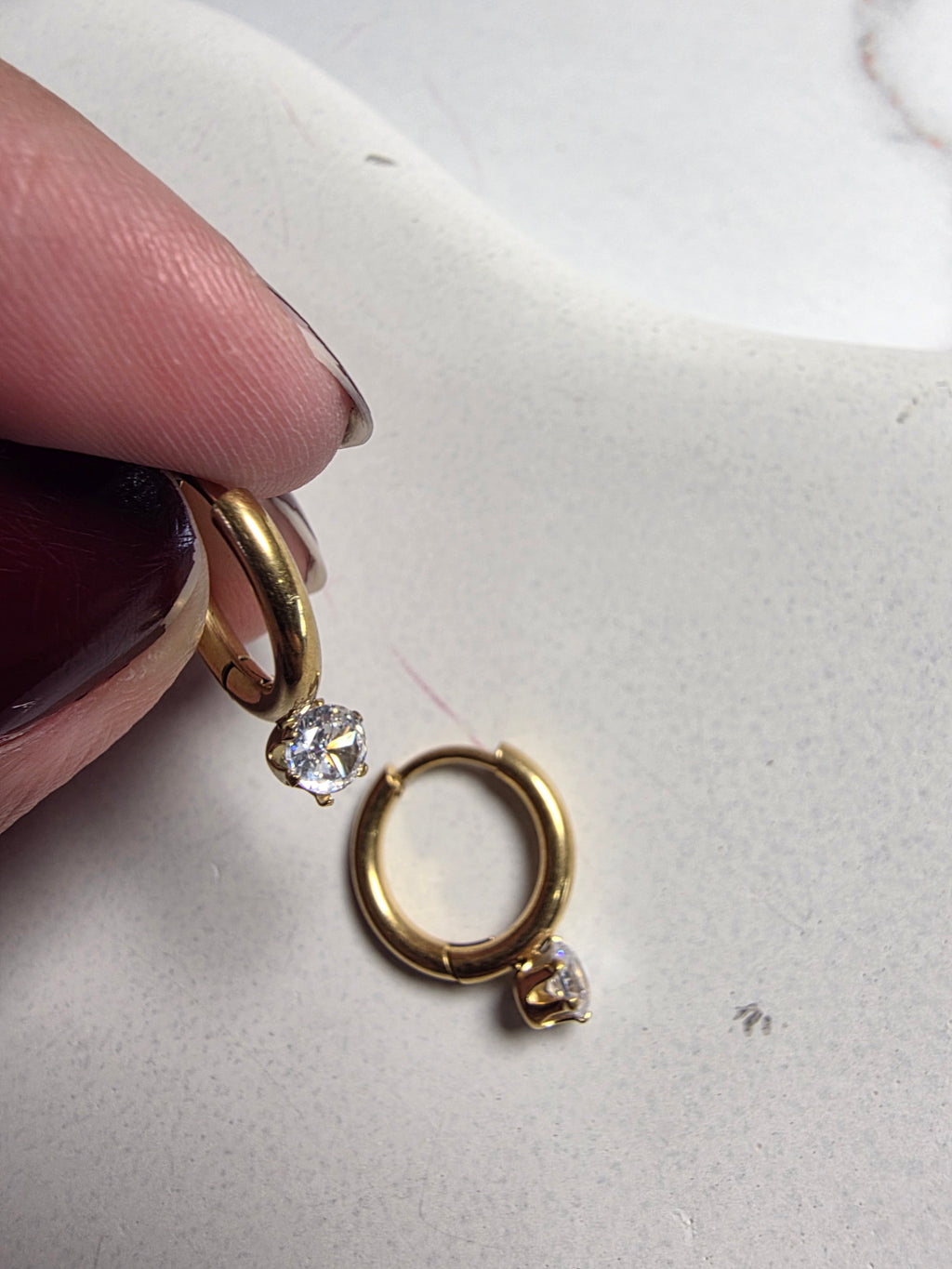 Mini Solitaire Hoop Earrings