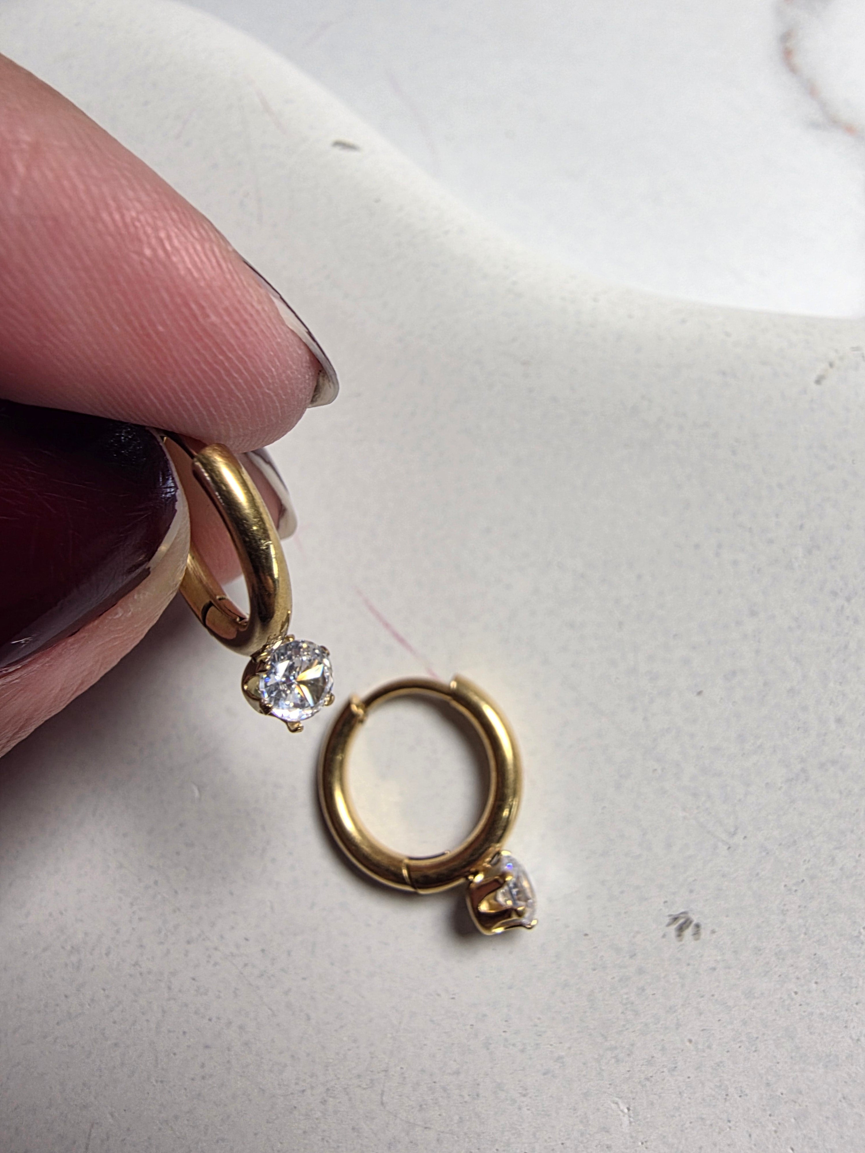 Mini Solitaire Hoop Earrings