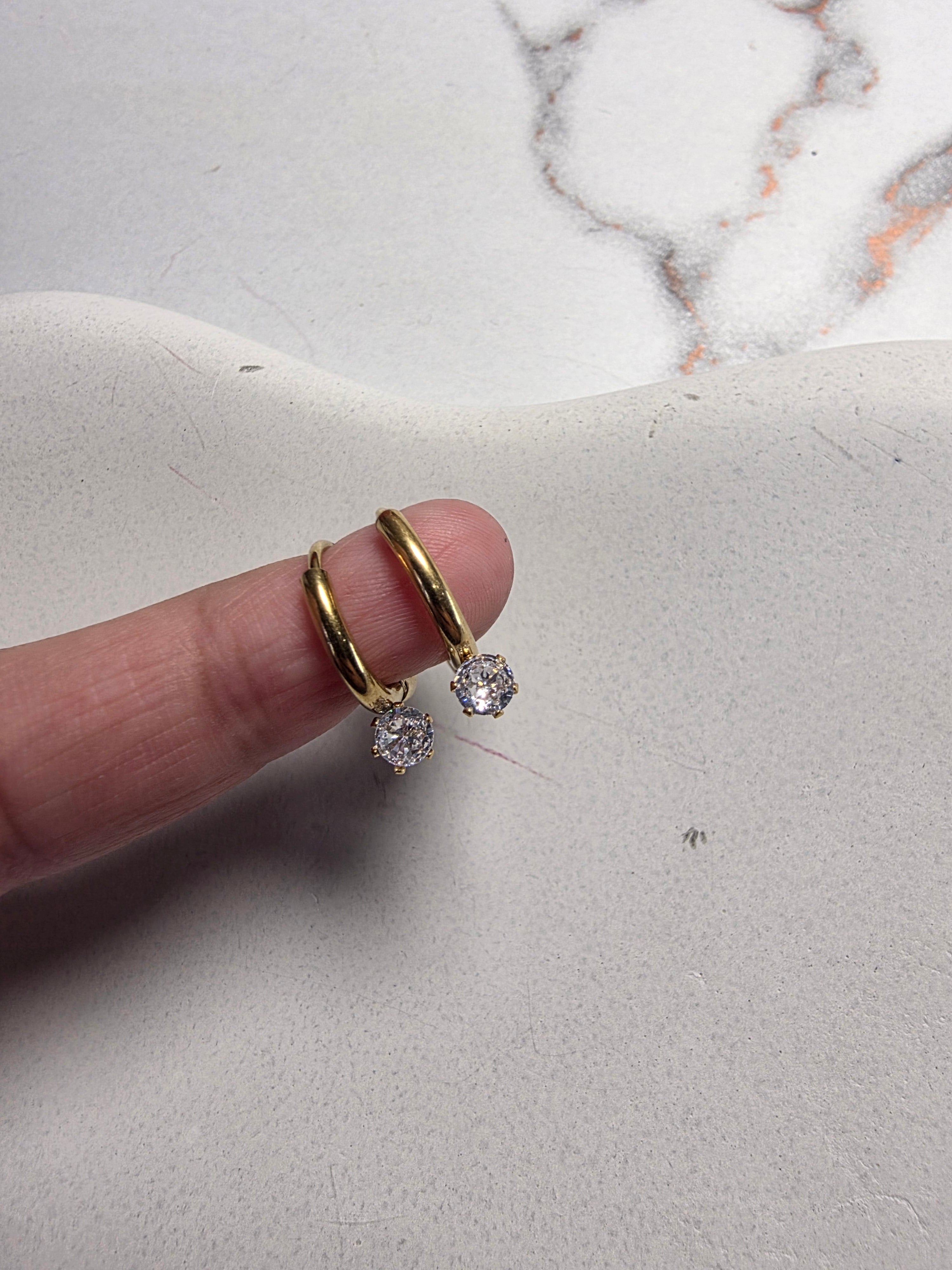 Mini Solitaire Hoop Earrings