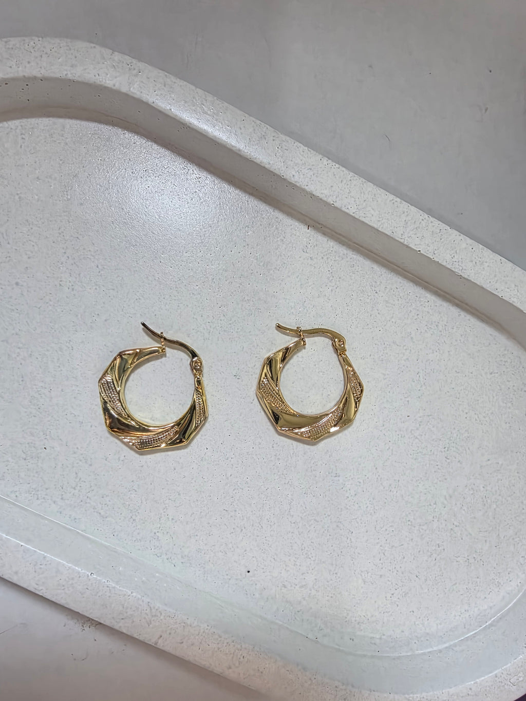 Textured Twist Octagon Hoops