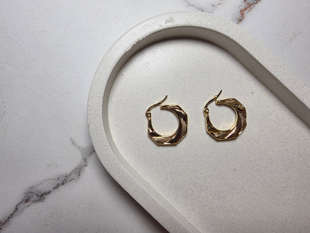 Textured Twist Octagon Hoops