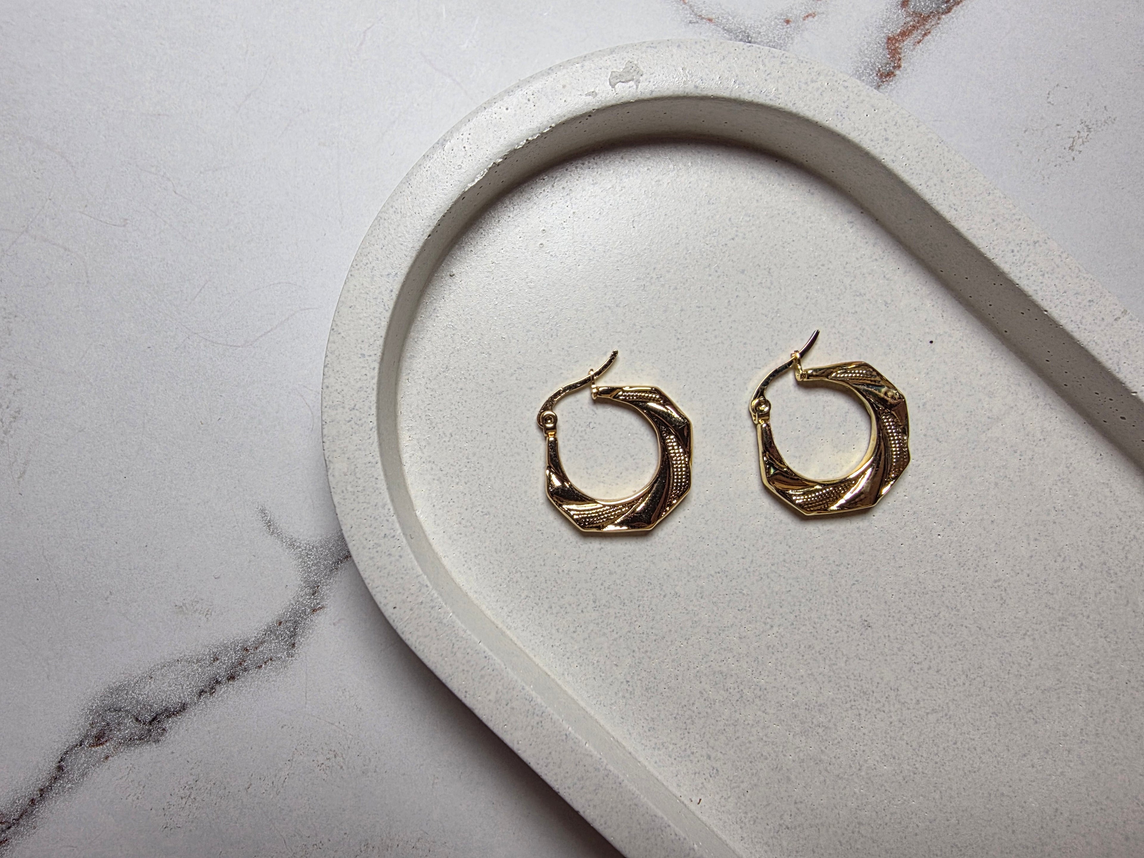 Textured Twist Octagon Hoops