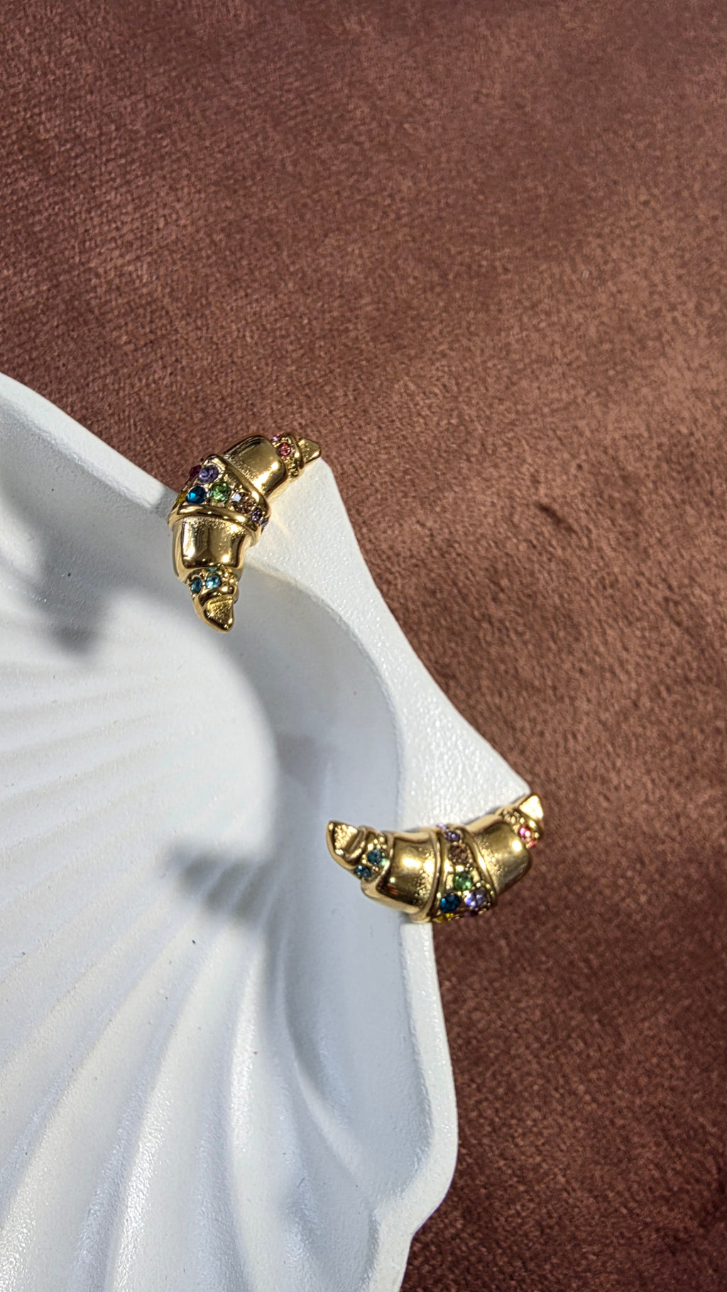 Pavé Croissant Studs - Multicolour