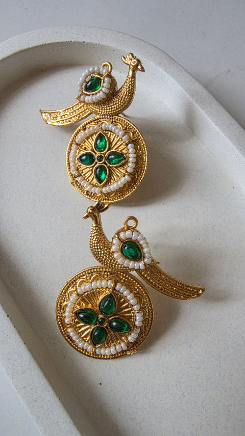 Mor Kusum Earrings - Green