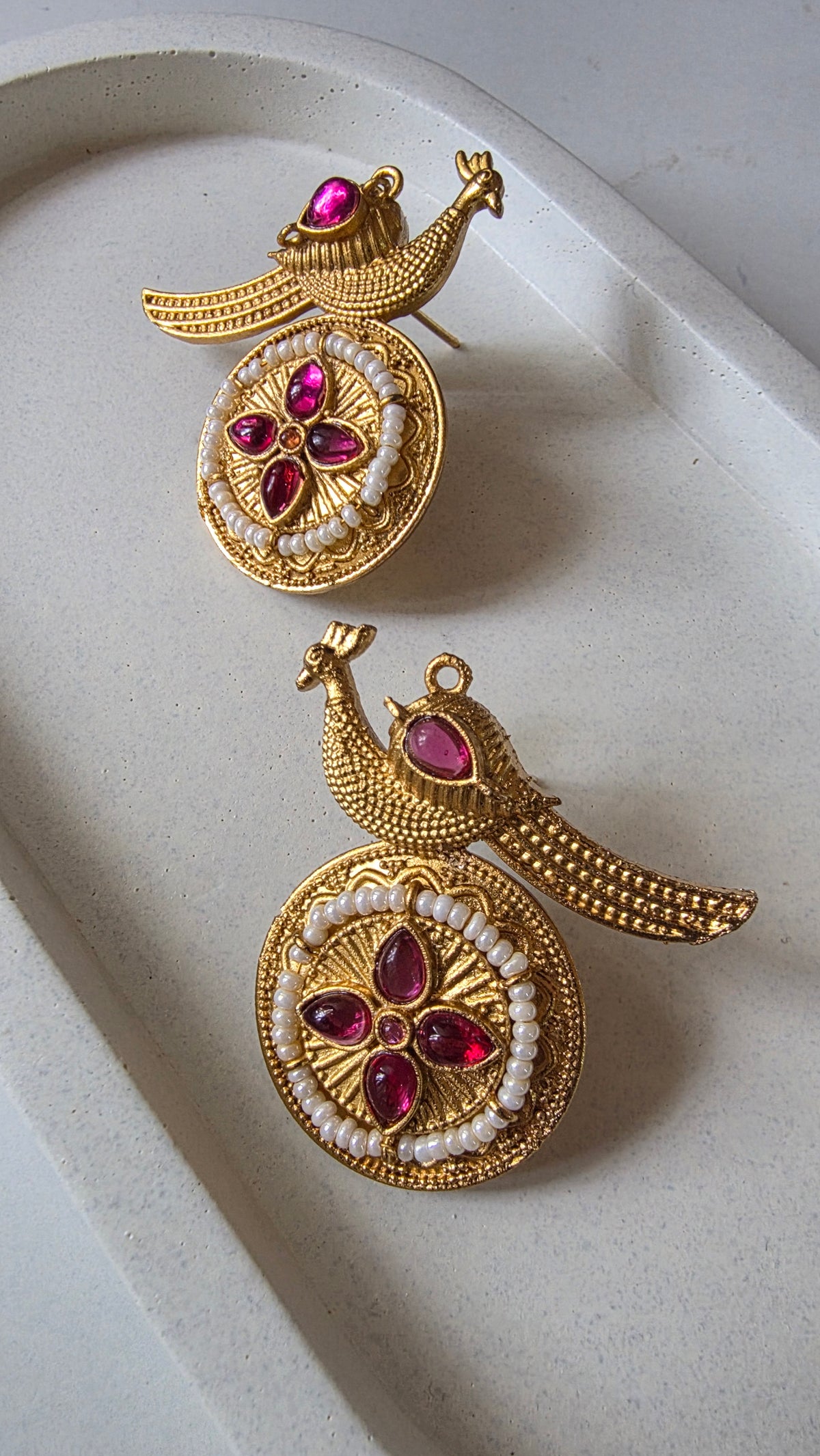 Mor Kusum Earrings - Red
