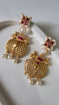Mayura Jaal Earrings - Red