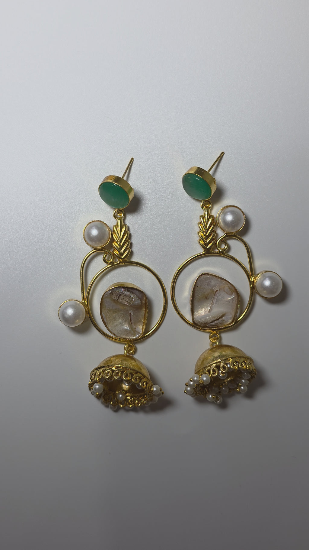 Emerald & Pearl Jhumka Earrings