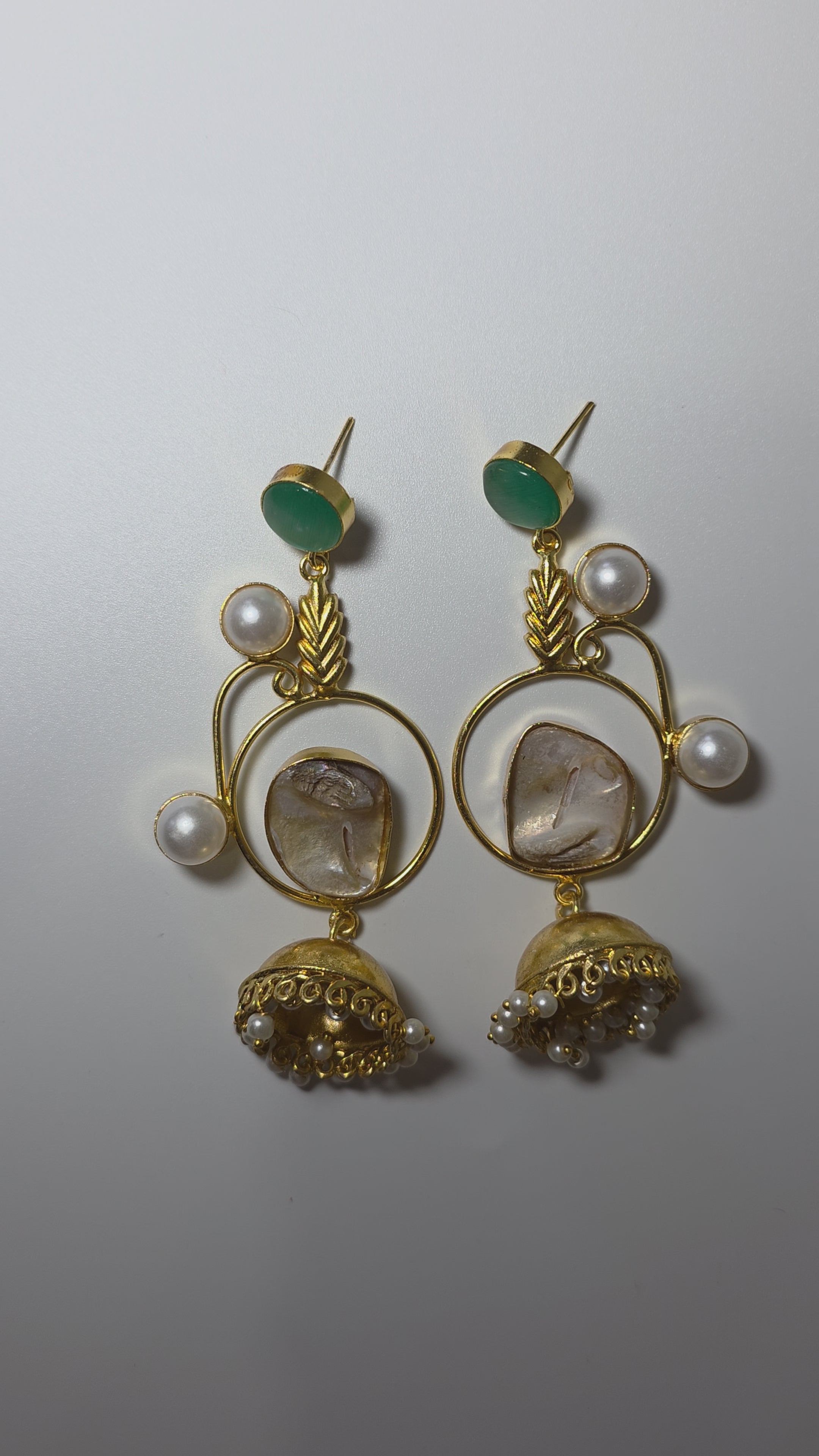Emerald & Pearl Jhumka Earrings